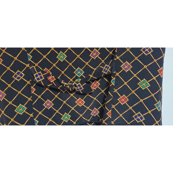 Vintage Talbots Womens Silk Plaid Medallion Suit Vest Navy Blue Green Red Size 4 - Picture 7 of 7